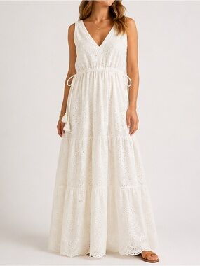 Cotton eyelet maxi dress.